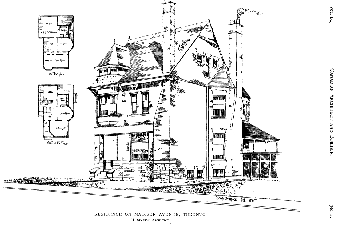 Sketch from Canadian Architect and Builder, H Simpson 1895