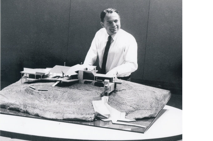 Harry Weese, with architectural model